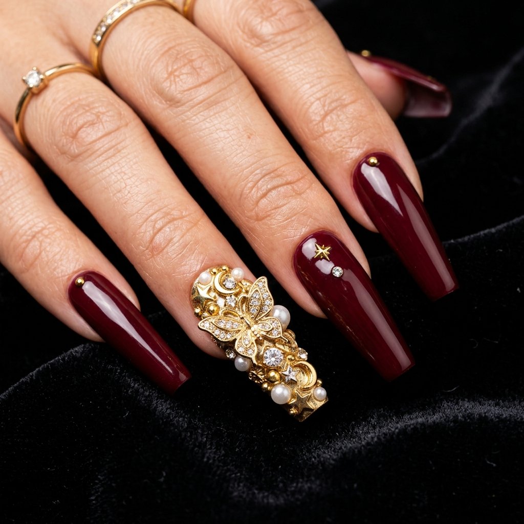 Nails With Charms Ideas: Your Complete Guide to Stunning Embellished Manicures 31 Nails With Layered Charms