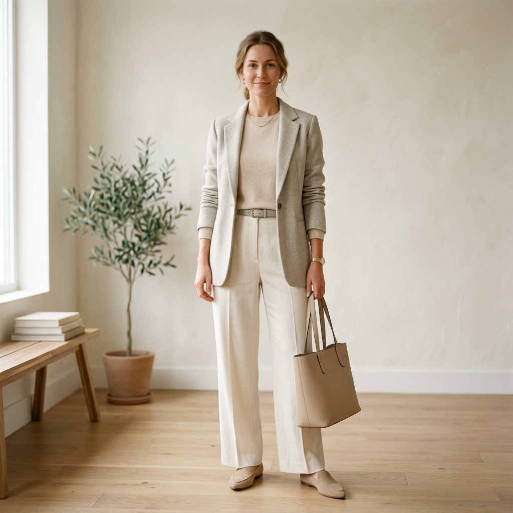 Soft Neutral Work Outfit Ideas