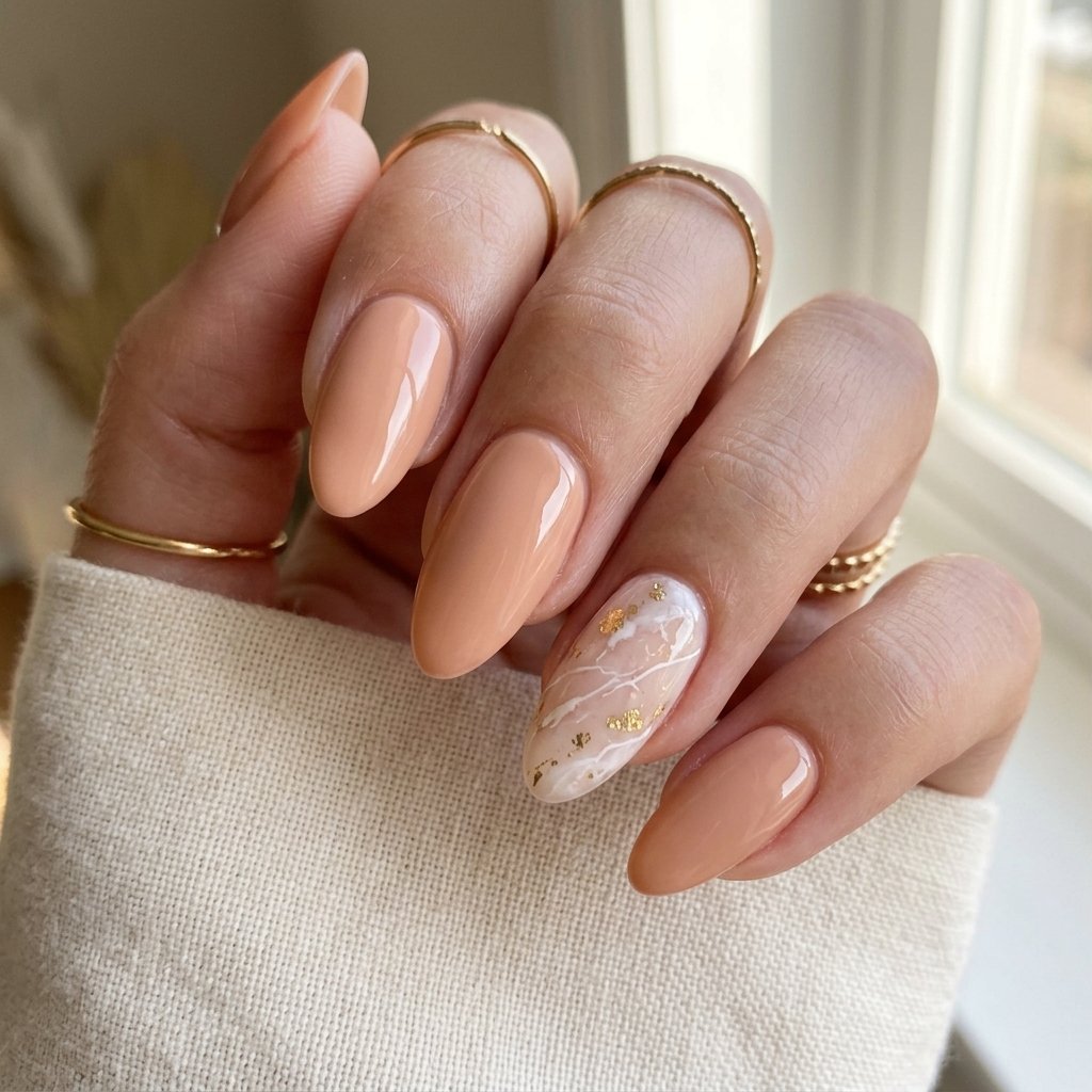 Nude Base with Accent Nail Idea