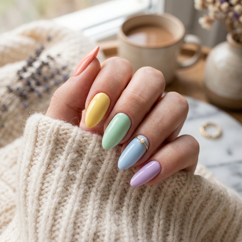 Pastel Rainbow Nail Idea