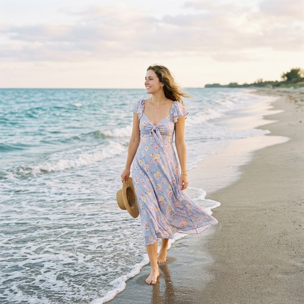Pastel Sundress Beach Vacation Outfits