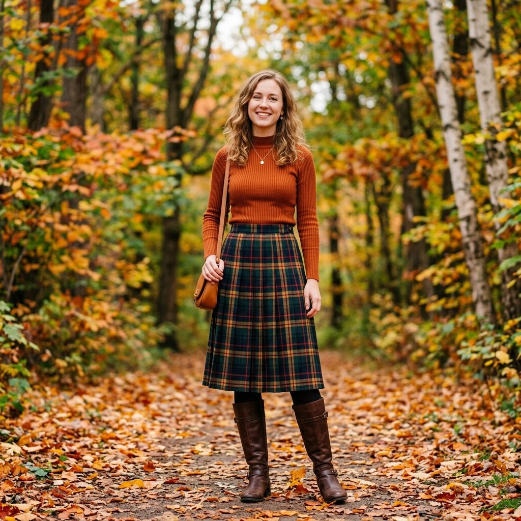 Plaid Skirt Outfit Ideas Autumn