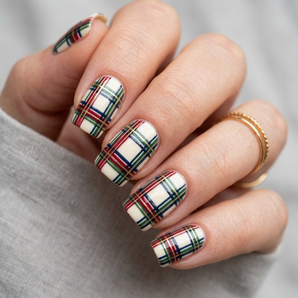 Plaid Fall Nail Designs Ideas