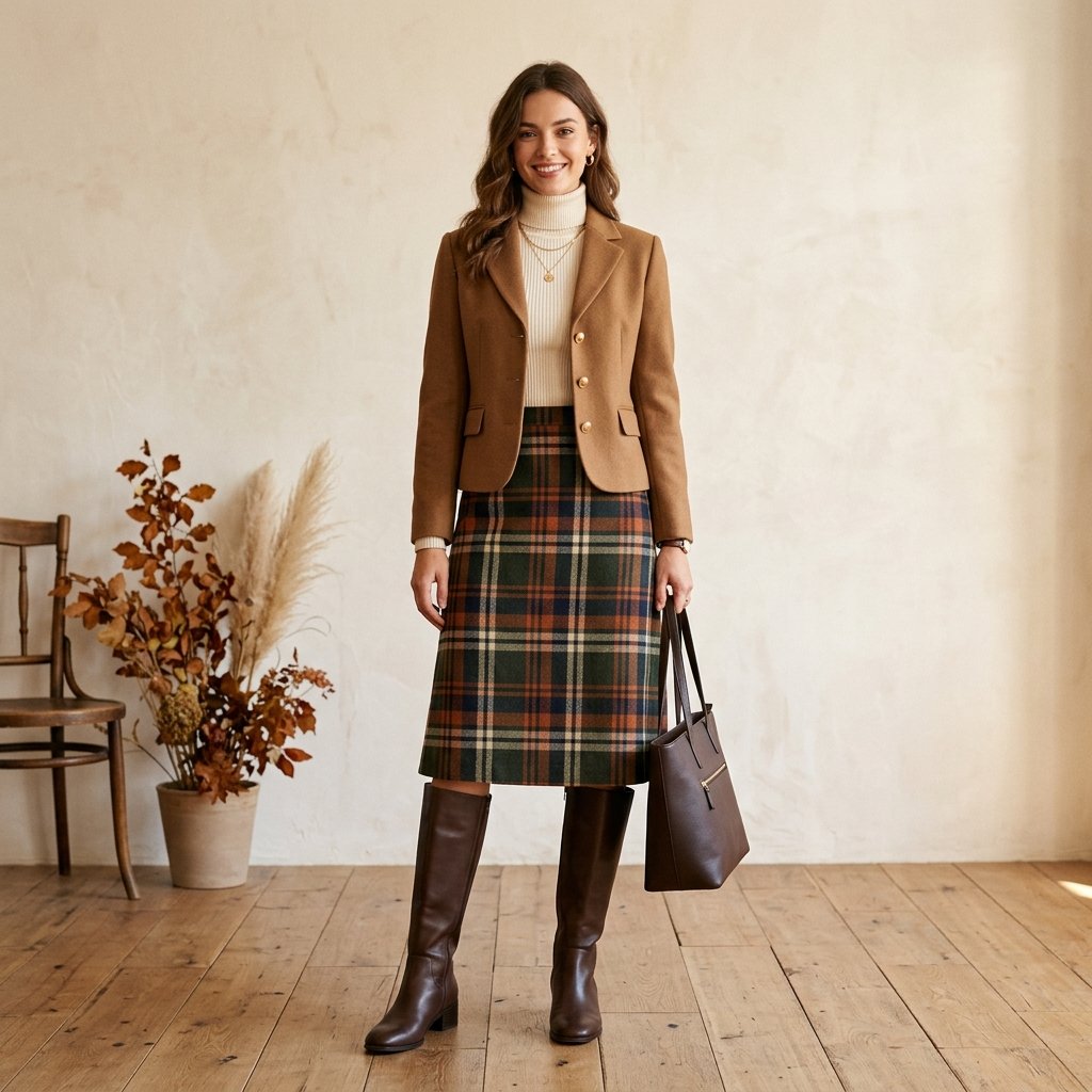 Plaid Skirt Work Outfit Ideas