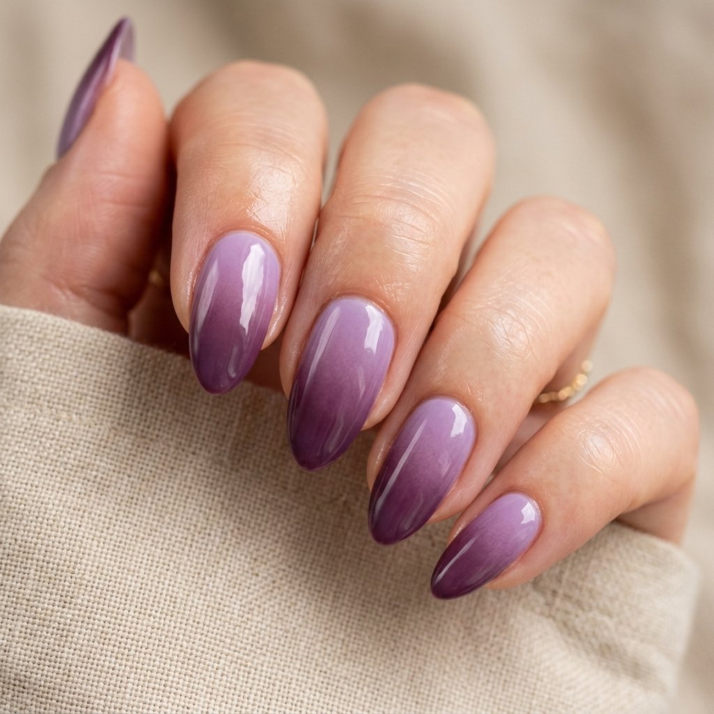 Plum Ombre fall nail inspo almond