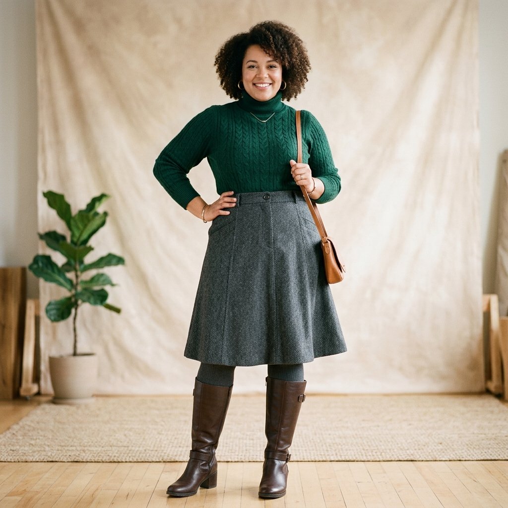 A Line Skirt Plus Size Winter Outfits Ideas