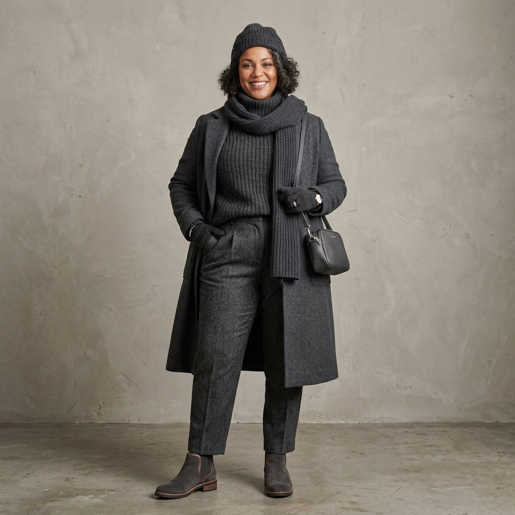Monochrome Winter Plus Size Winter Outfits Ideas