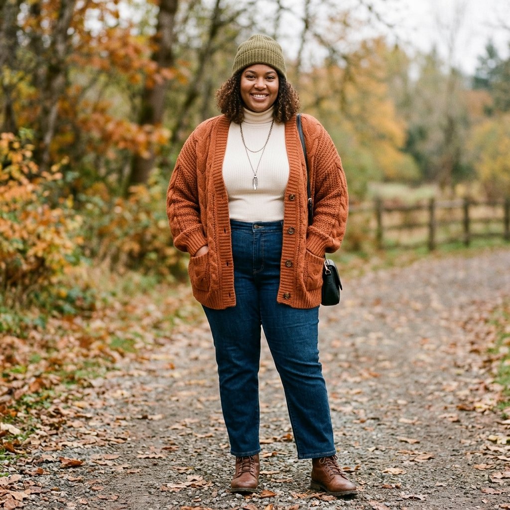 Layered Knit Plus Size Winter Outfits Ideas