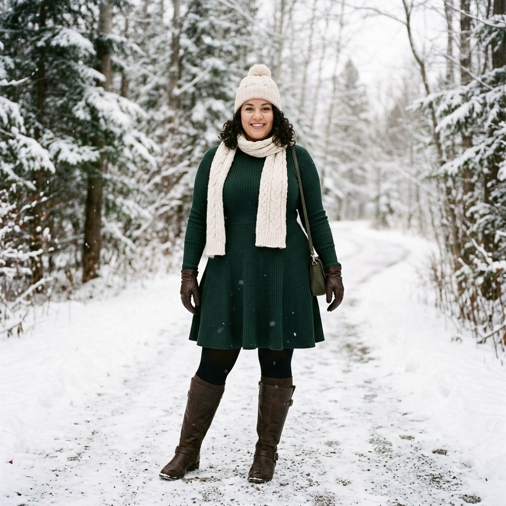 Skater Dress Plus Size Winter Outfits Ideas