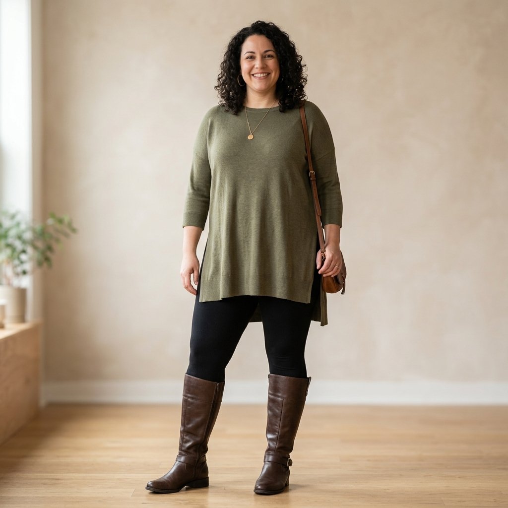 Leggings and Tunic Plus Size Winter Outfits Ideas