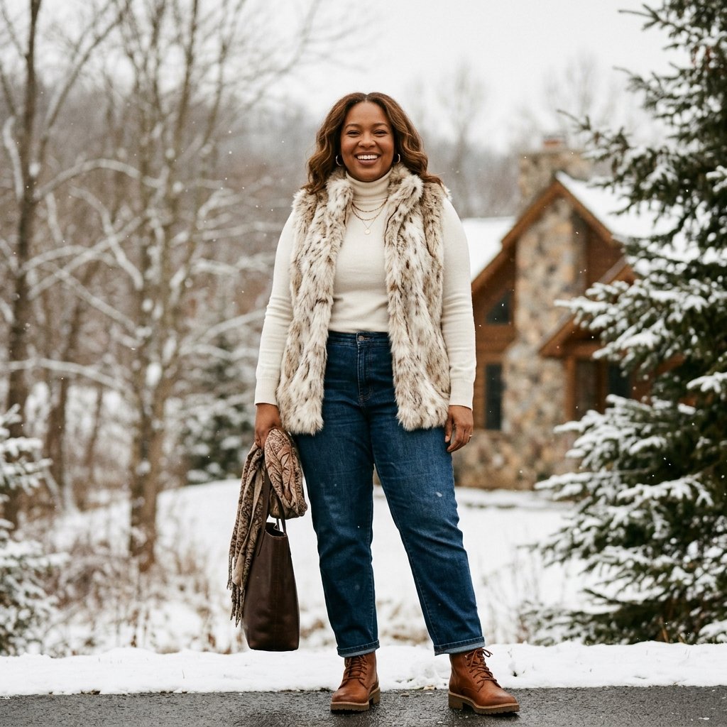 Faux Fur Vest Outfit Ideas