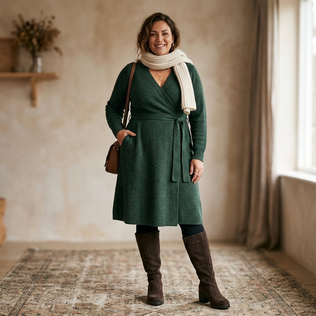 Wrap Dress Winter Outfit Ideas