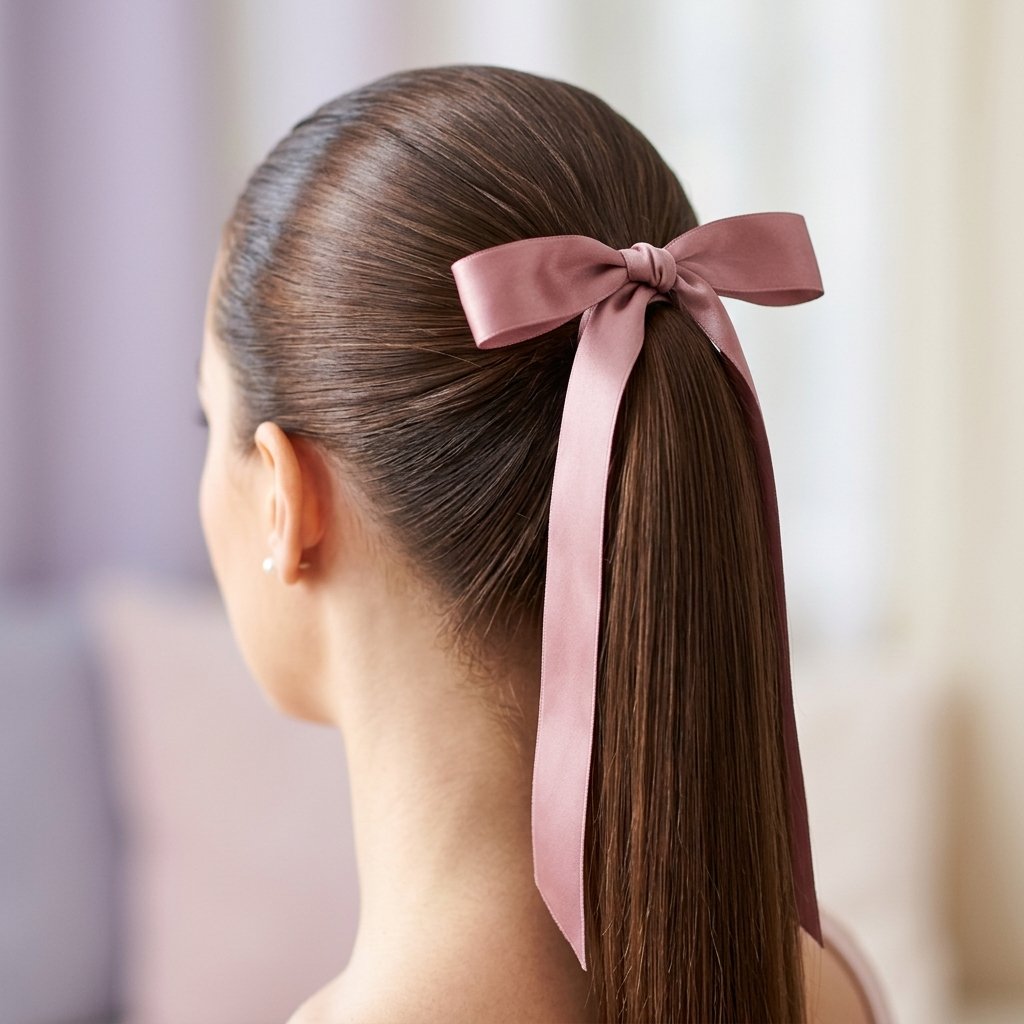30 Trendy Hairstyles with Bows to Refresh Your Look 3 Ribbon Ponytail Hairstyles