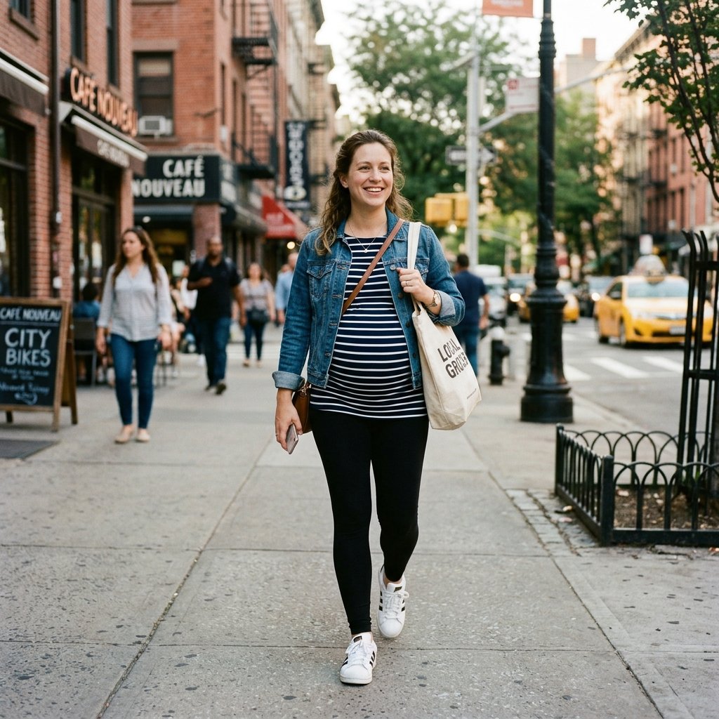 Striped Top Pregnancy Outfits Ideas