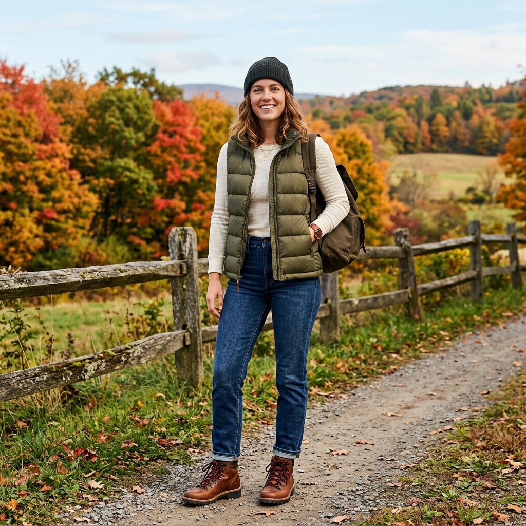 Puffer Vest Layering fall outfits women