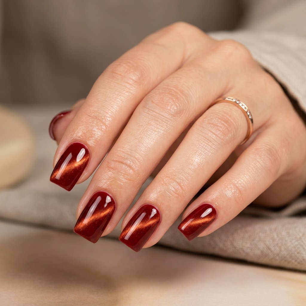 Red nails cat eye