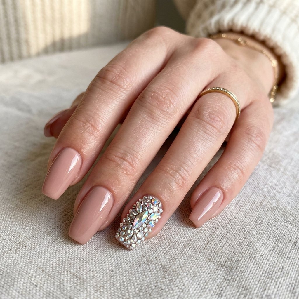 Rhinestone Accent Nail Idea