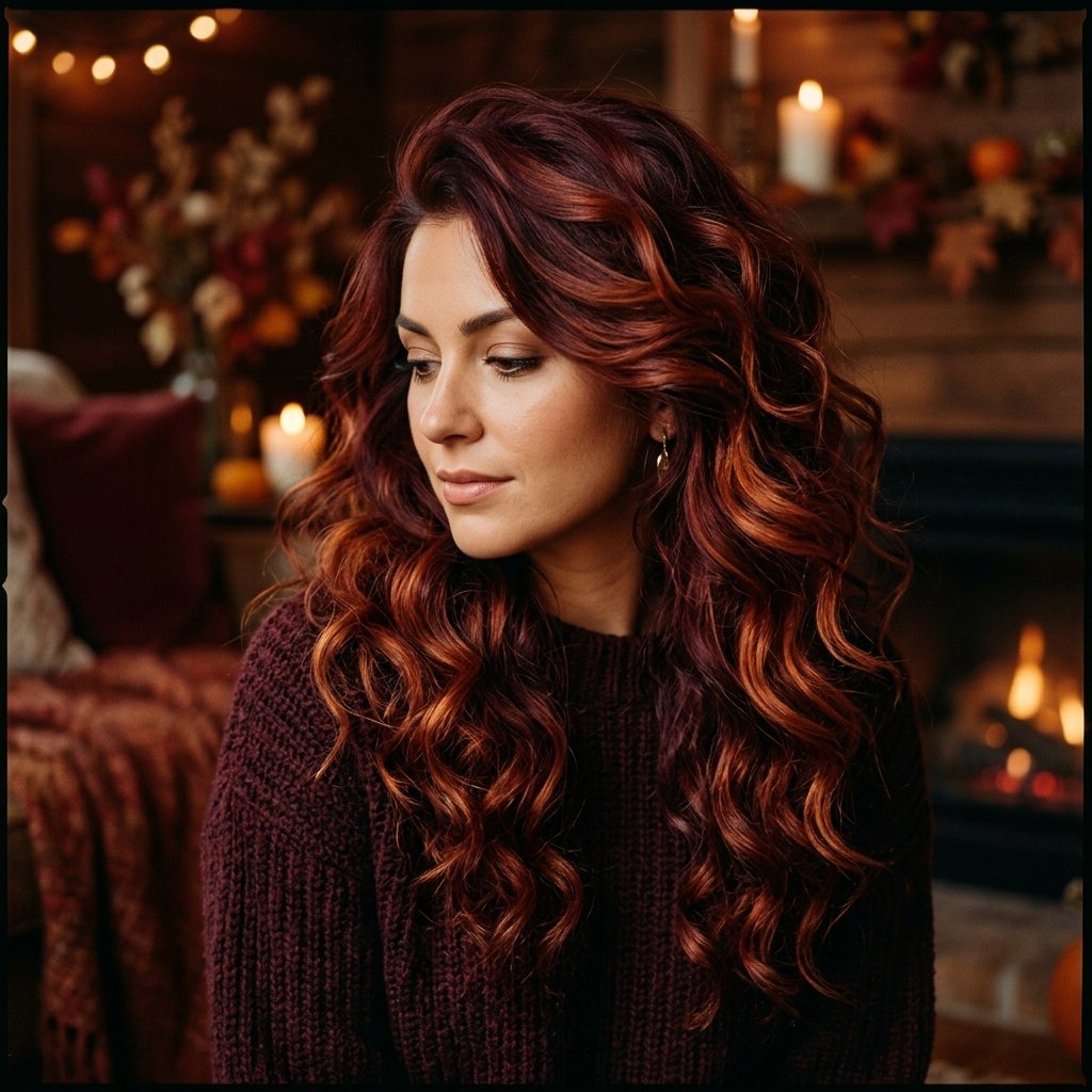 Rust and Burgundy Fall Hair Ideas