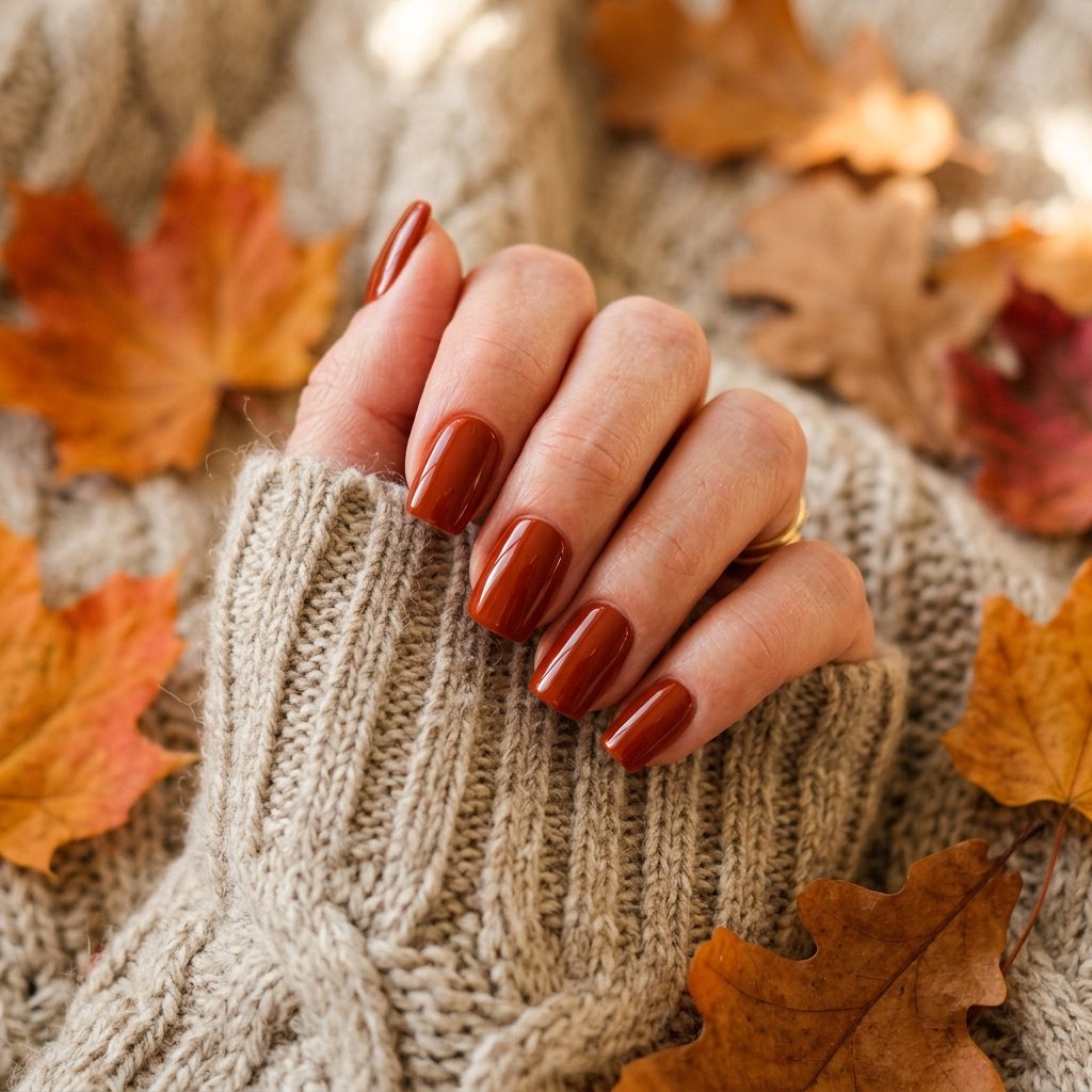 Rust Red Squoval Fall Nail Designs Autumn Classy