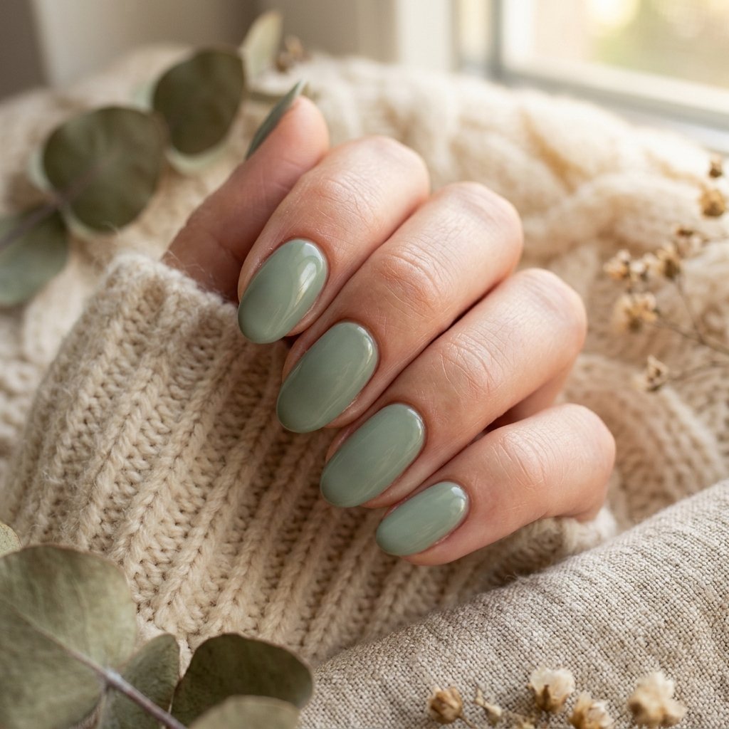 Sage Green September Nail Ideas