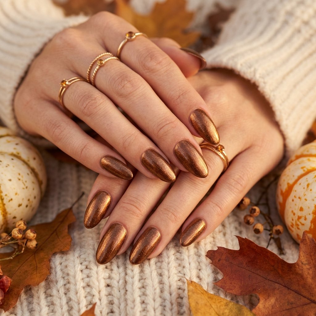 Shimmer Bronze Nail Ideas