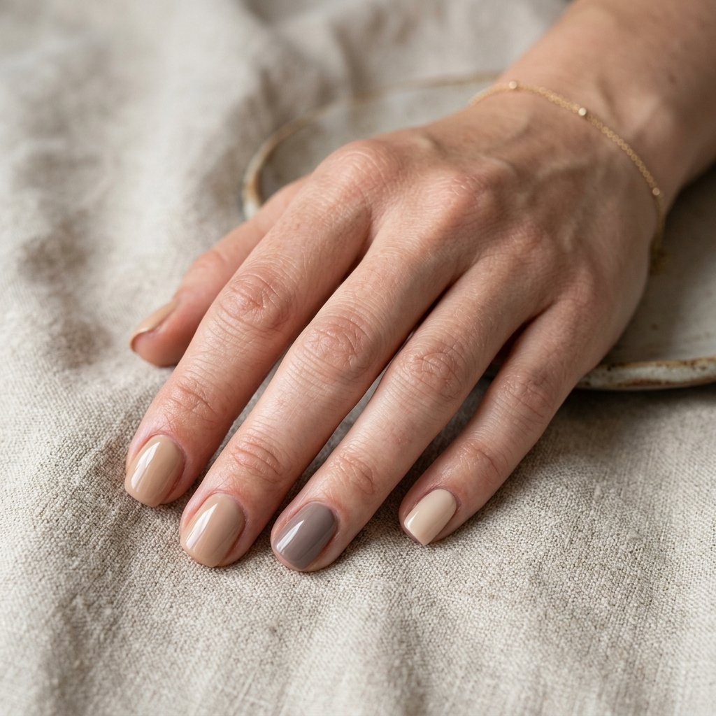 Short Acrylic Nail Ideas in Neutral Tones
