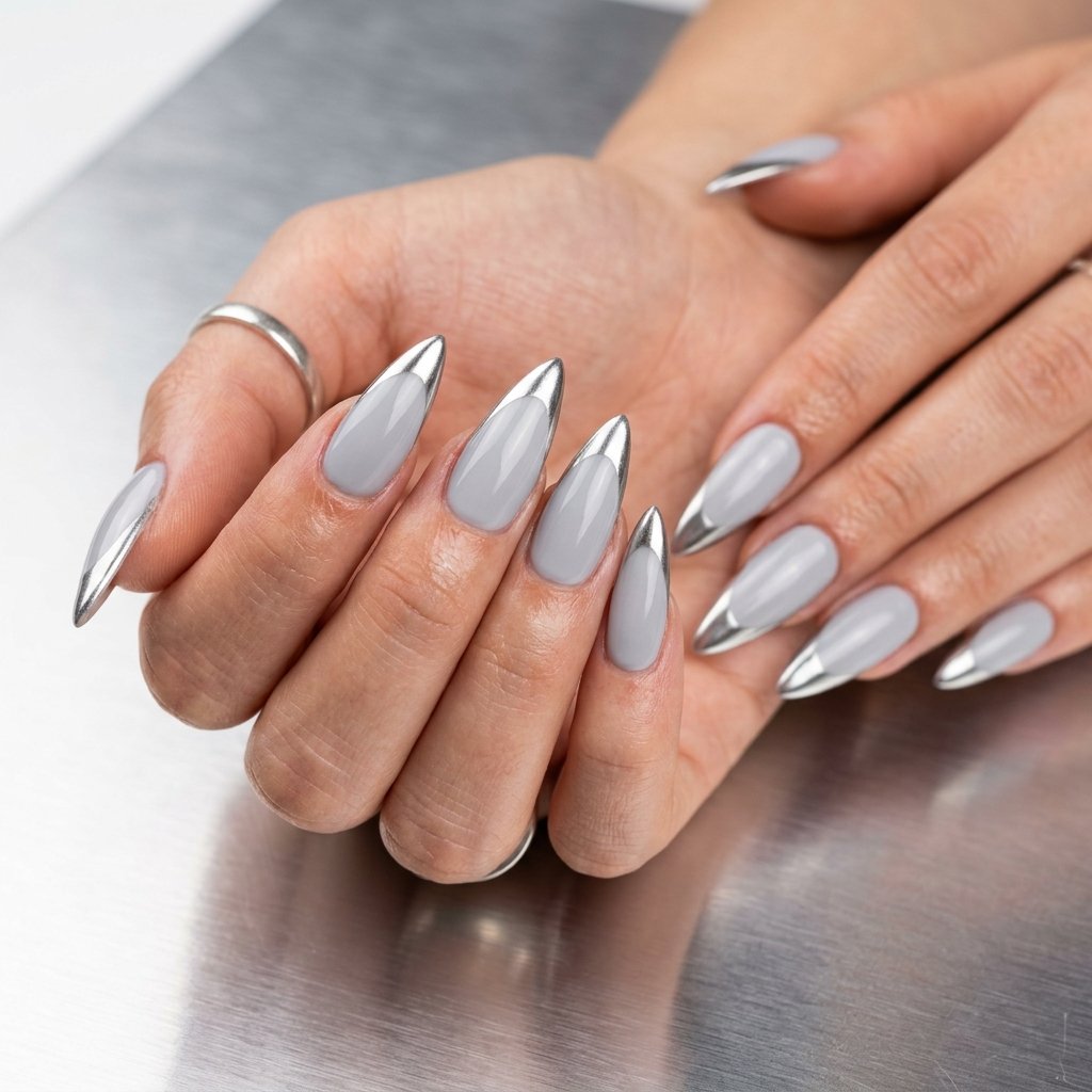 Silver French Tip Nails Ideas