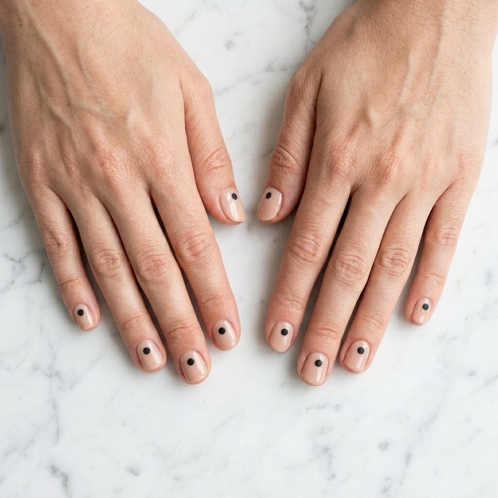 30 Nails Polka Dots Ideas: Creative Designs to Inspire Your Next Manicure 9 Minimalist Single Dot Per Nail