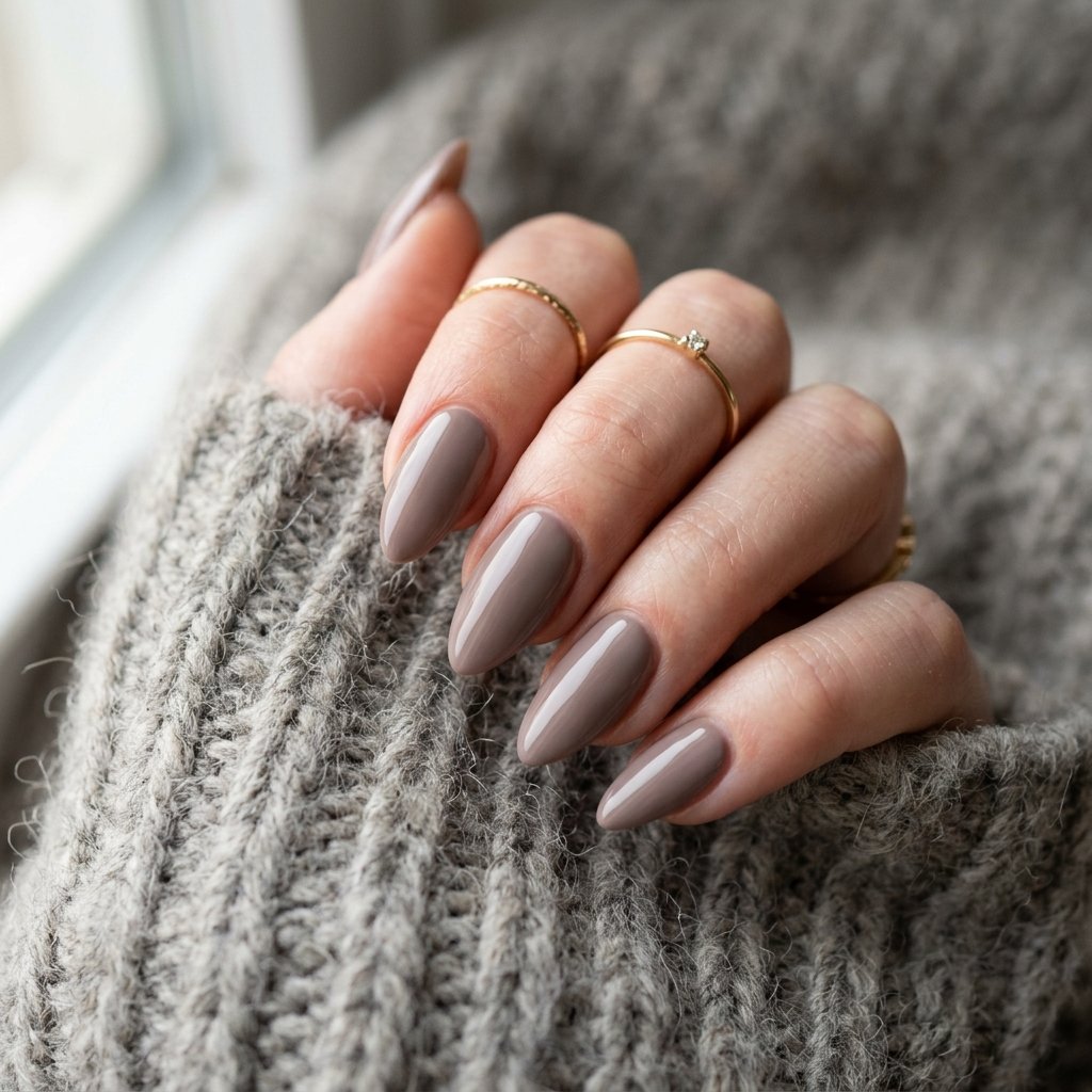 Smoky Taupe Almond Nail Ideas