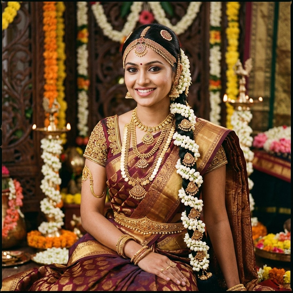 South Indian Hairstyle for Saree