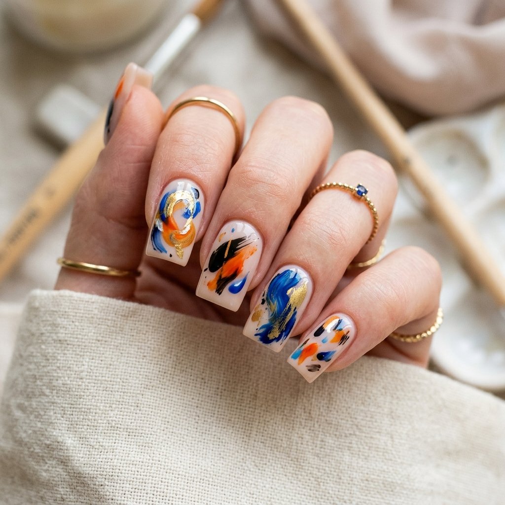 Nails Square Abstract Art Ideas