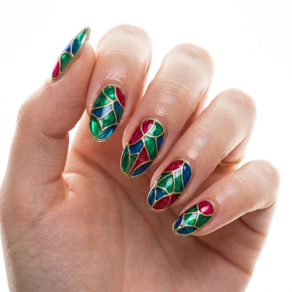 Nails 2025 Tendencia : 30 Trendy Ideas You'll Absolutely Love 26 Stained Glass Nail Ideas