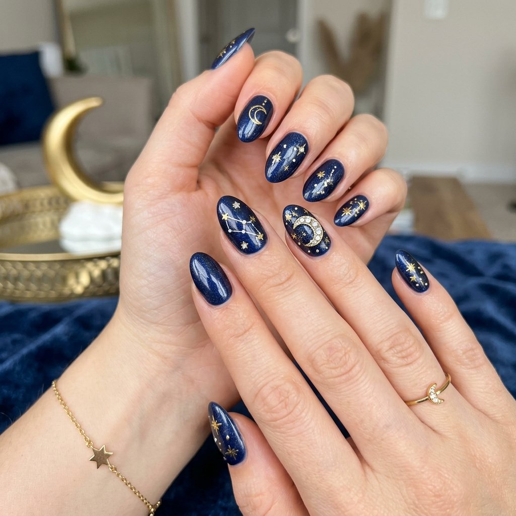 Star and Moon Nail Idea