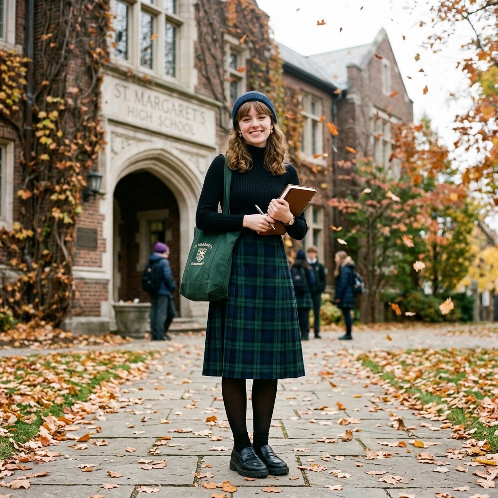 Plaid Skirt Winter School Ideas