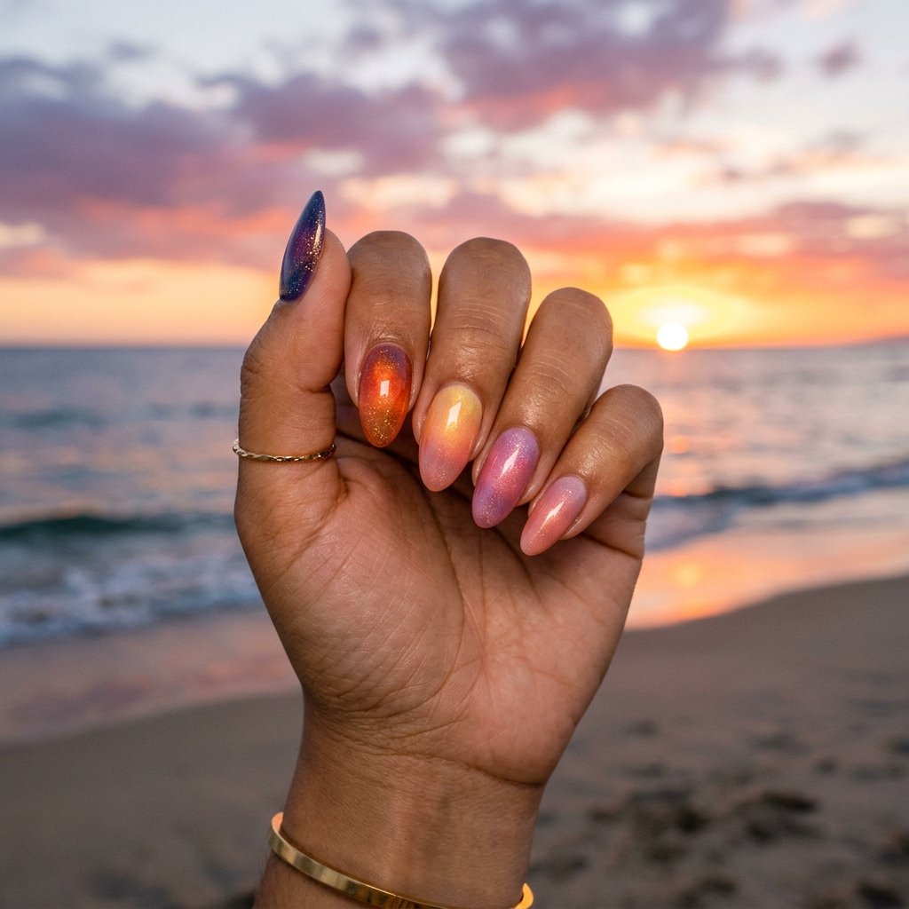 Sunset Inspired Nail Colors Idea