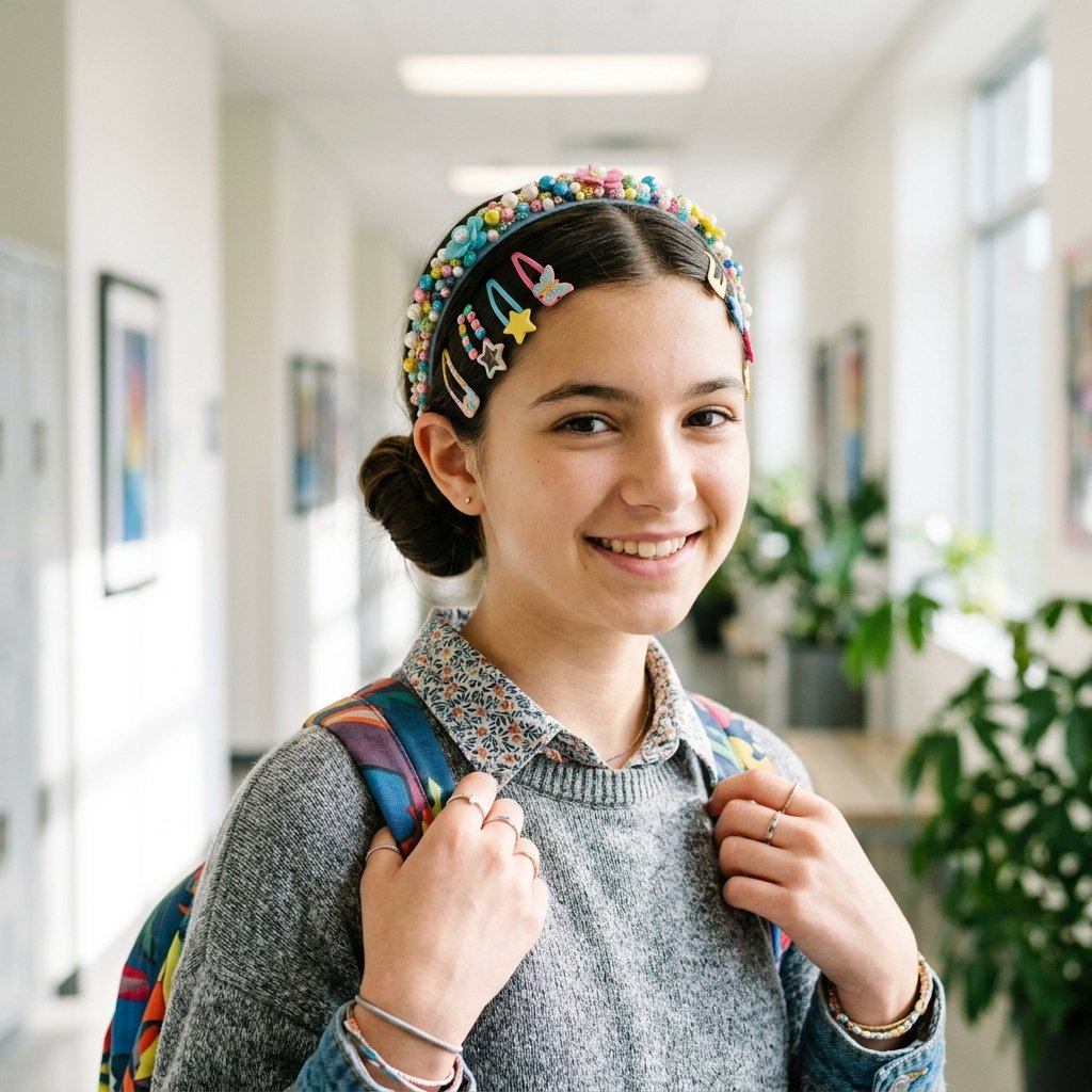 30 Hairstyles for School Ideas That Are Actually Easy and Cute 6 Hairstyle for School with Accessories