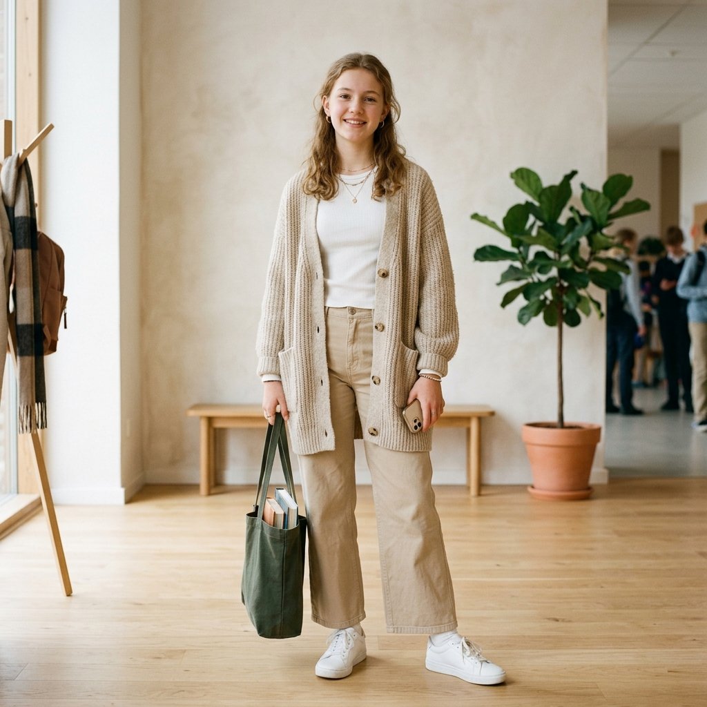 Layered Cardigan Outfit Ideas for School Winter