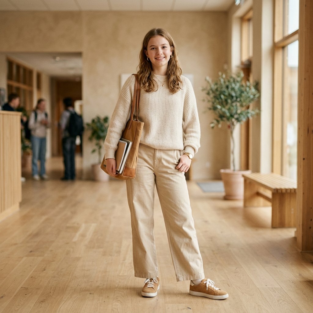 Outfit Ideas for School Casual: 30 Creative Looks to Inspire Your Next School Day Style 19 Outfit Idea for School Casual Neutral Toned Ideas