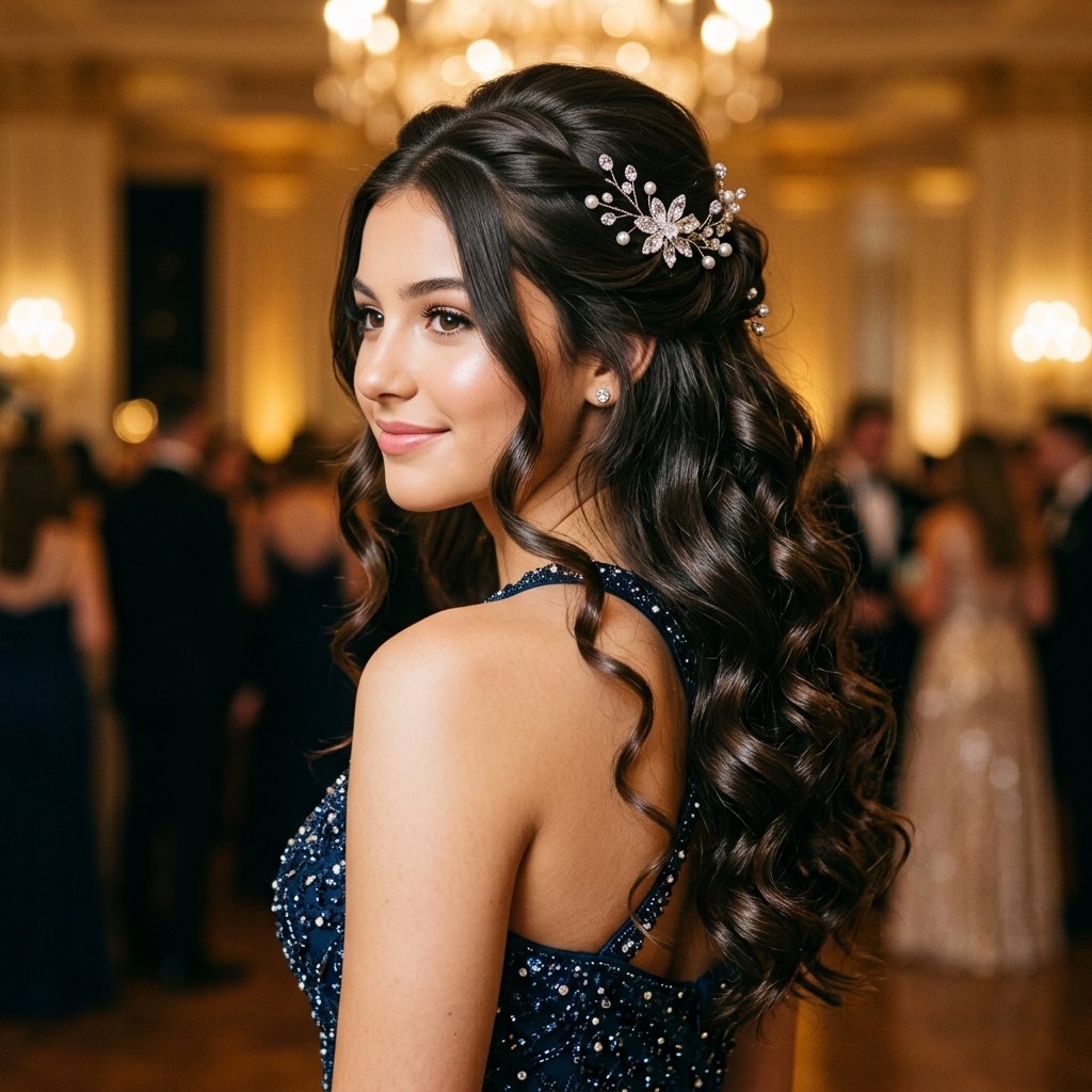 hairstyles half up half down for Prom