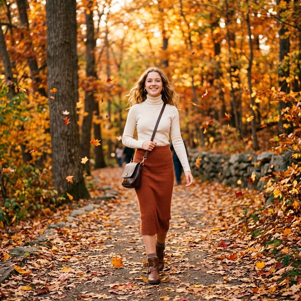 Fall Outfit for School with Midi Skirt Ideas