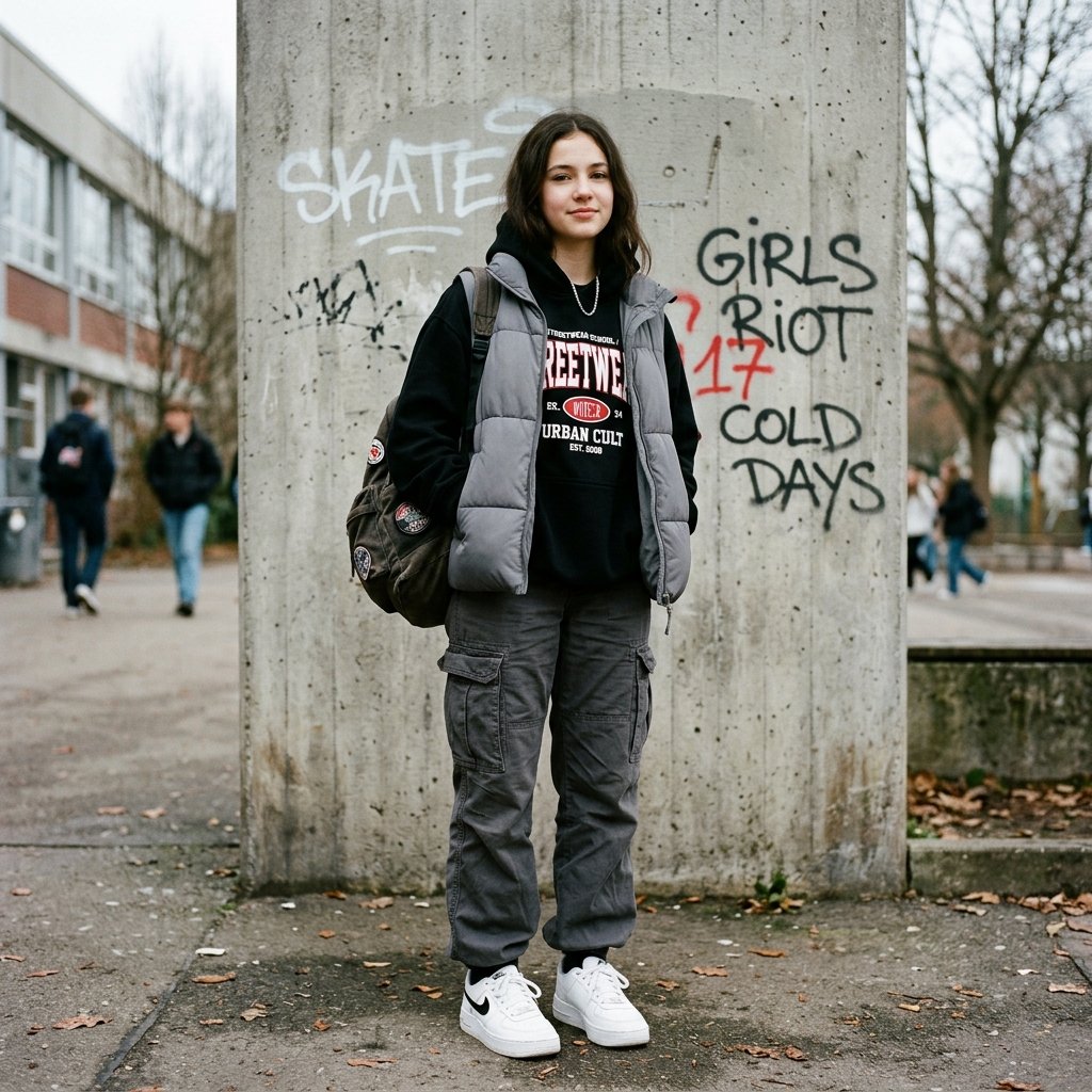 Streetwear outfit ideas winter school