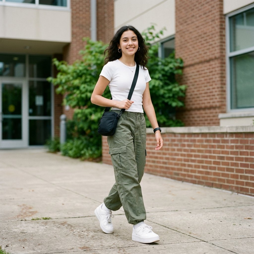 Outfit Ideas for School Casual: 30 Creative Looks to Inspire Your Next School Day Style 8 Outfit Idea for School Casual Cargo Pants Ideas