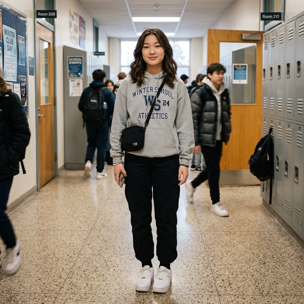 Hoodie outfit ideas winter school