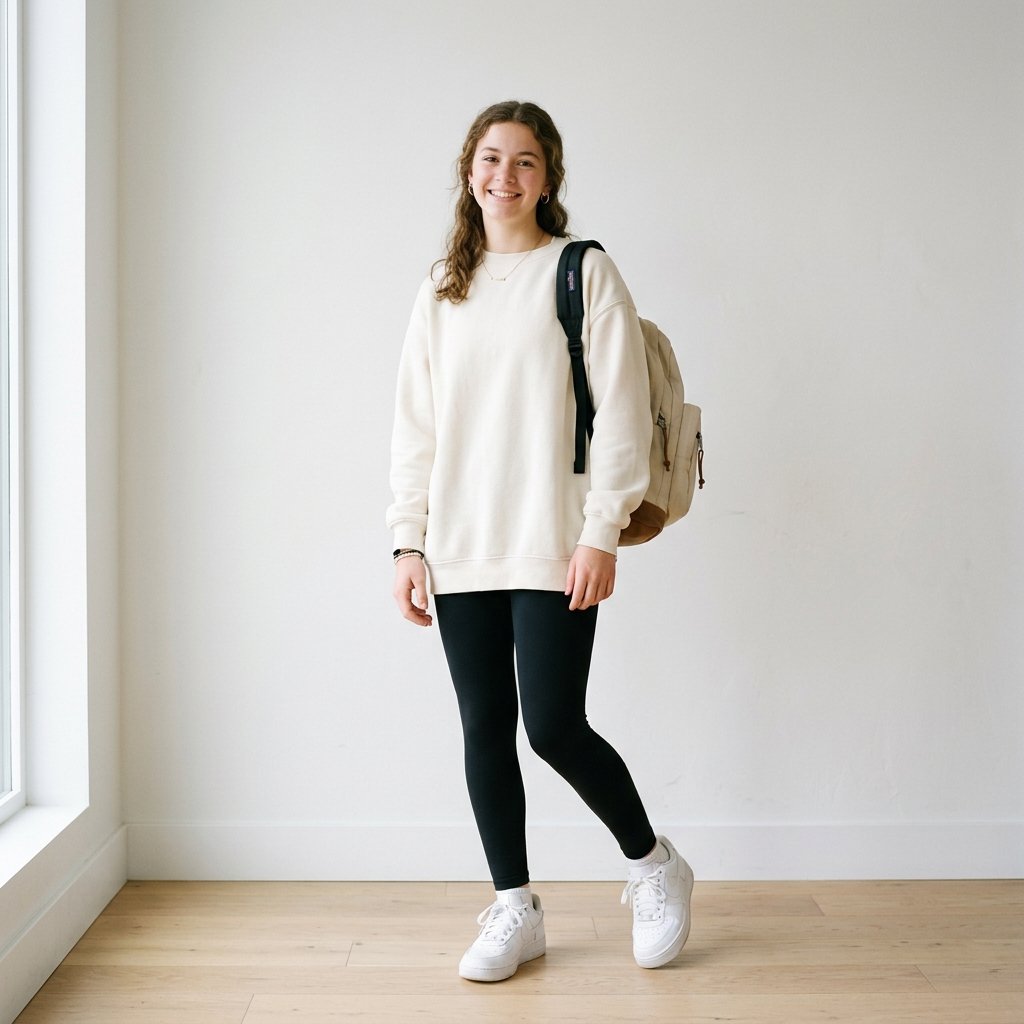 Outfit Ideas for School Casual: 30 Creative Looks to Inspire Your Next School Day Style 7 Outfit Idea for School Casual Leggings Outfit Ideas