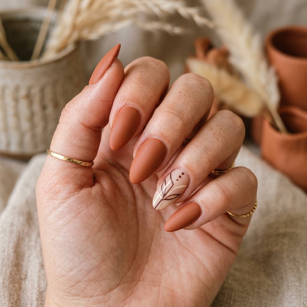 Terracotta Fall Nails Almond Ideas