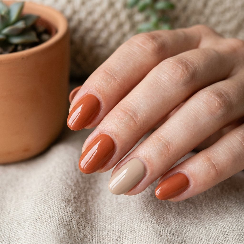 Warm Terracotta September Nail Ideas