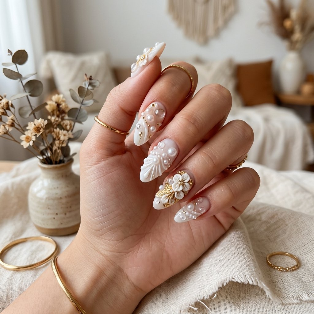Textured 3D Nails Tendance Idea
