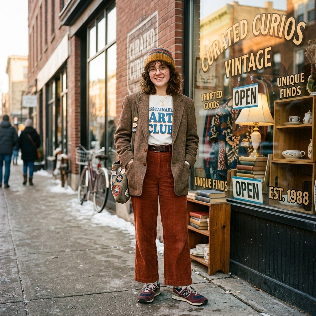 Thrifted outfit ideas winter school
