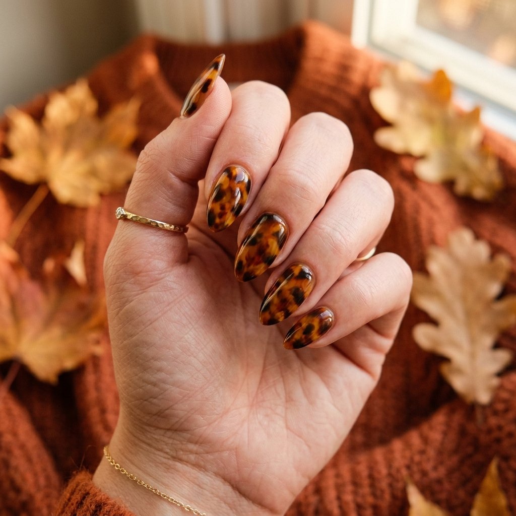 Tortoiseshell September Nail Ideas