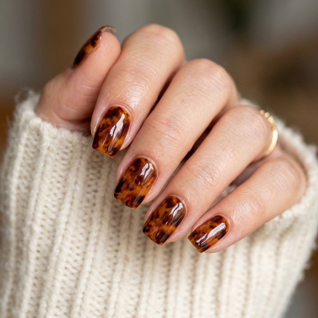 Tortoiseshell September Nails Art Ideas